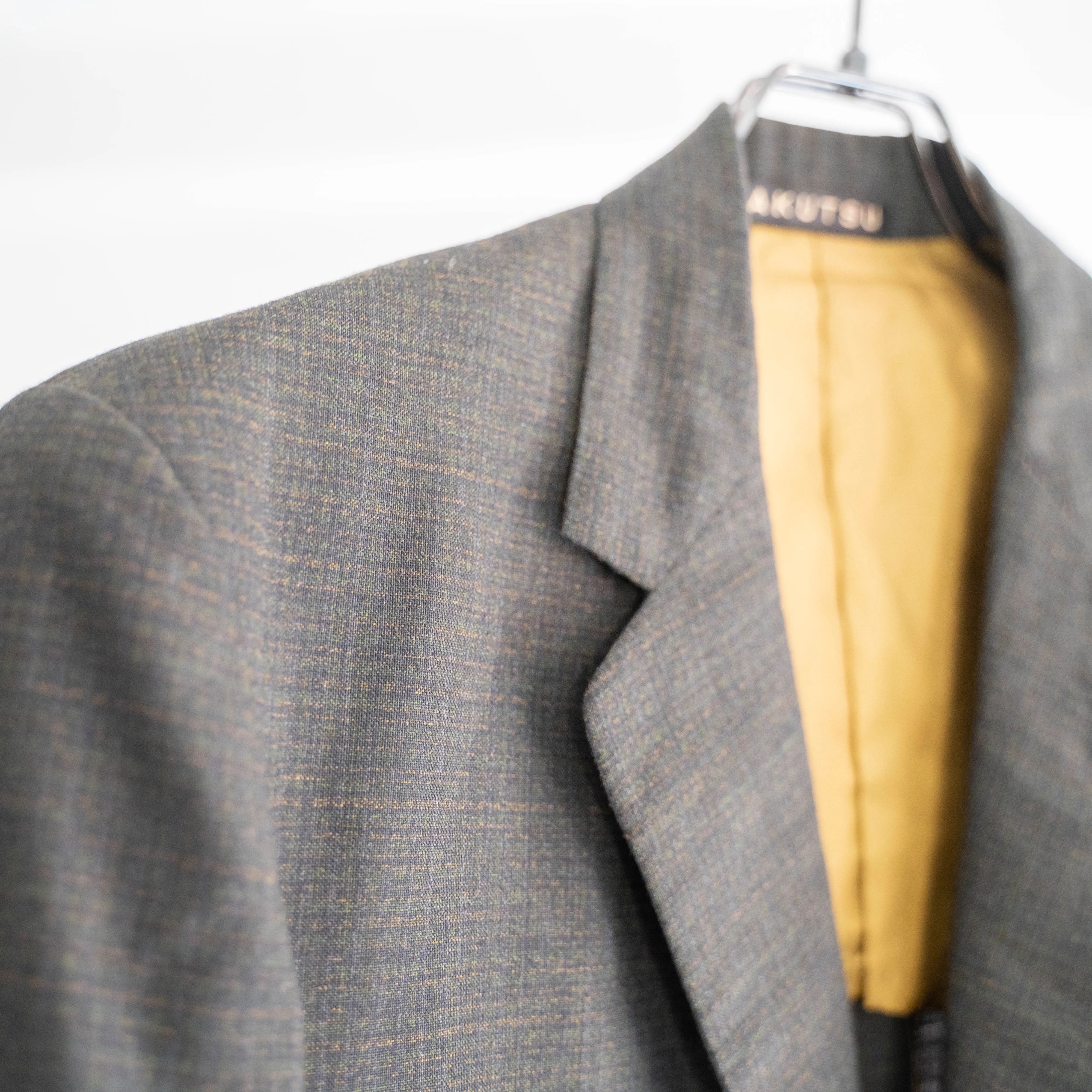 1970-80s Japan vintage charcoal base green × orange tailored jacket