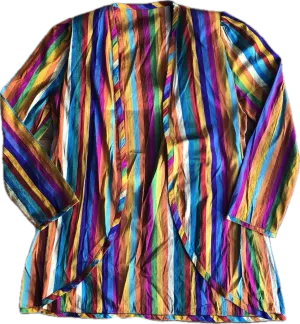 80s Handmade Silk Rainbow Open Blazer     S