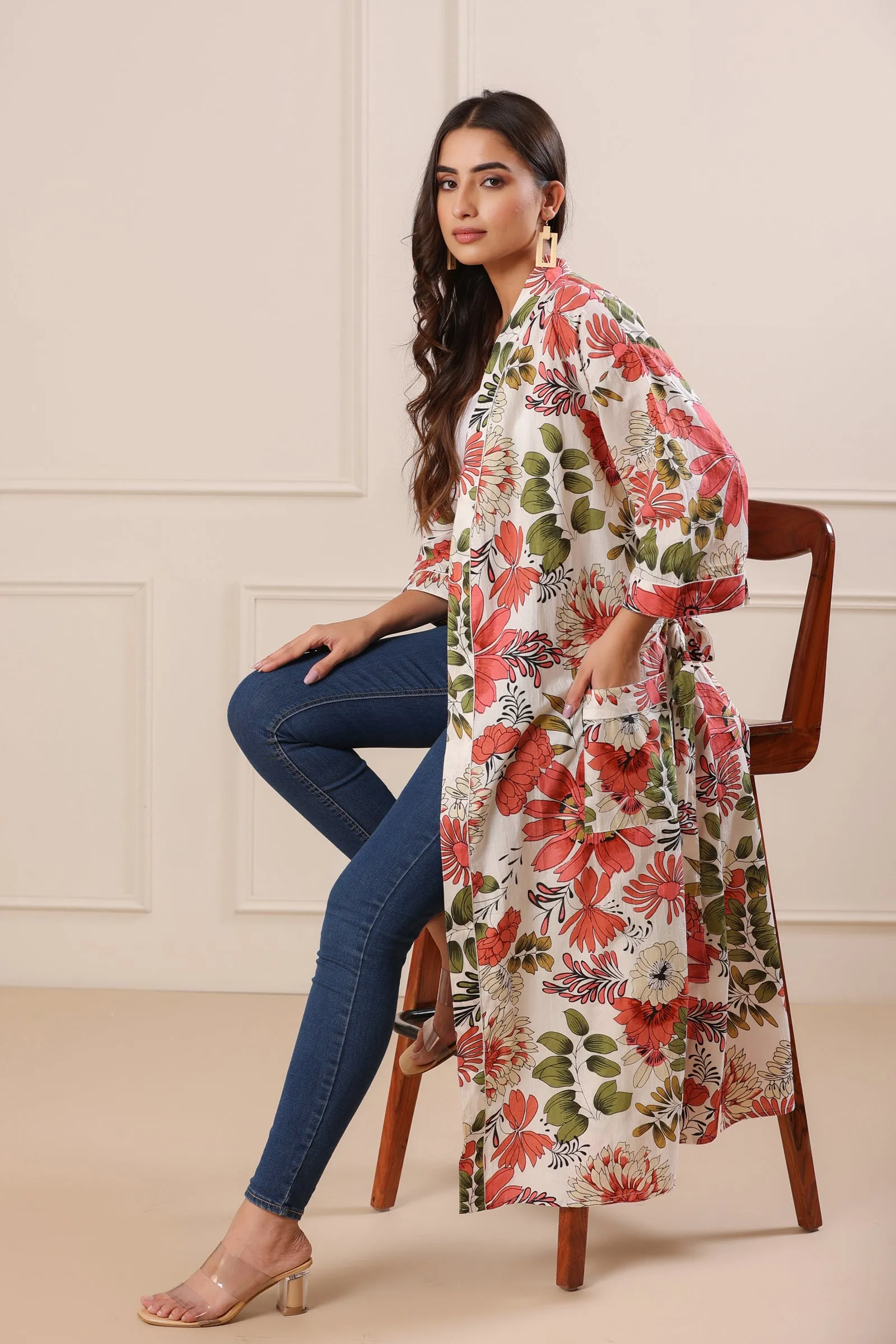 Aleena Summer Bloom Pink Kimono