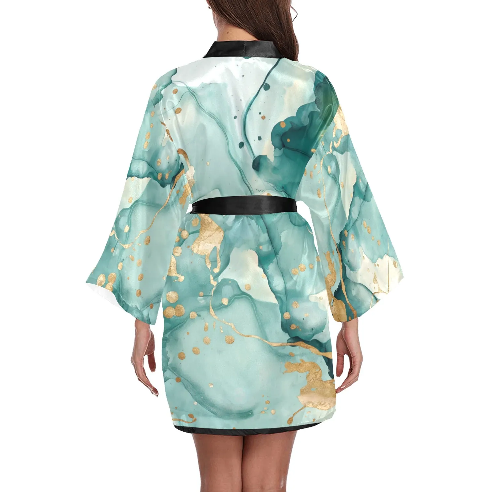 Aqua Long Sleeve Kimono Robe