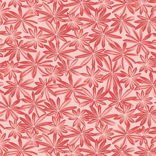 Benartex Wildflower Meadow - Lupine Leaves in Red