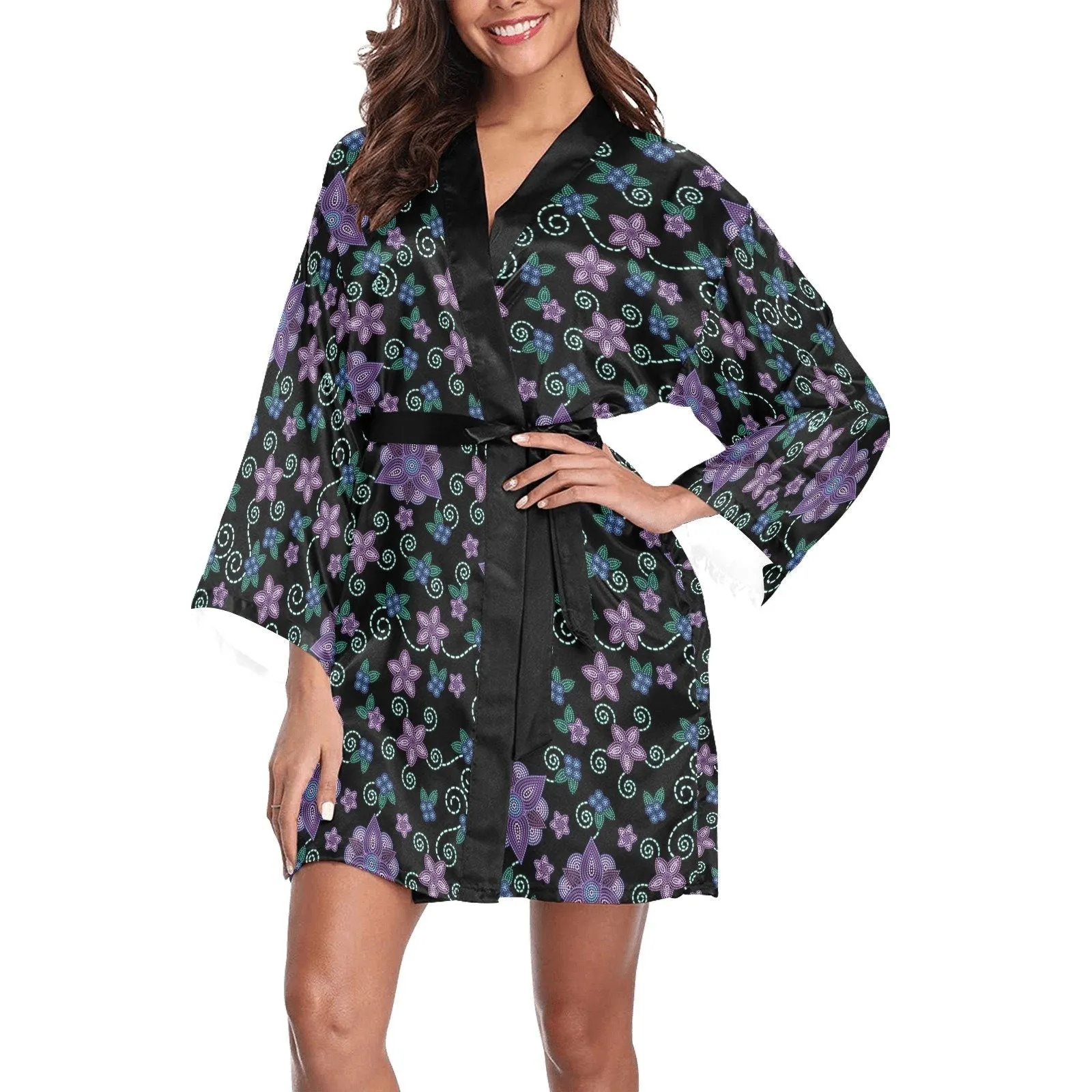 Berry Picking Long Sleeve Satin Robe