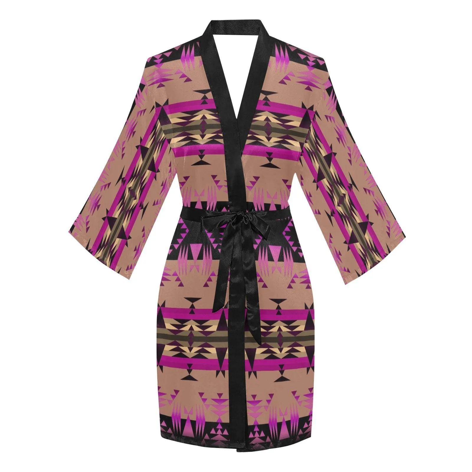 Between the Mountains Berry Long Sleeve Satin Robe