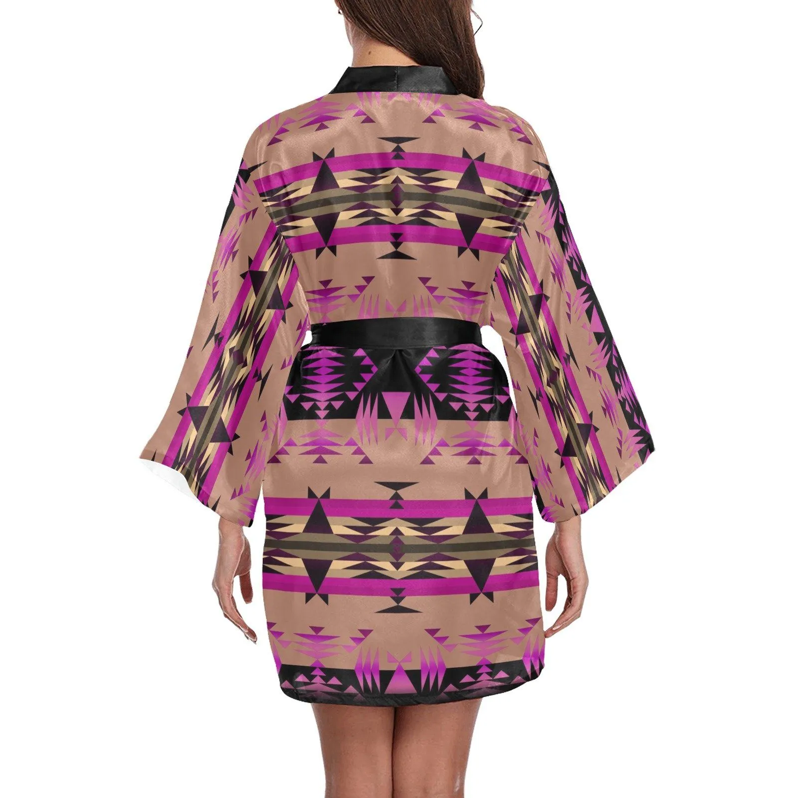 Between the Mountains Berry Long Sleeve Satin Robe