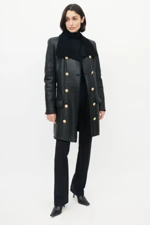 Black Double Breasted Shearling Jacket