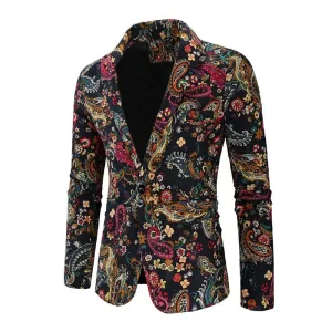 Blazer vintage à revers et imprimé cajou
