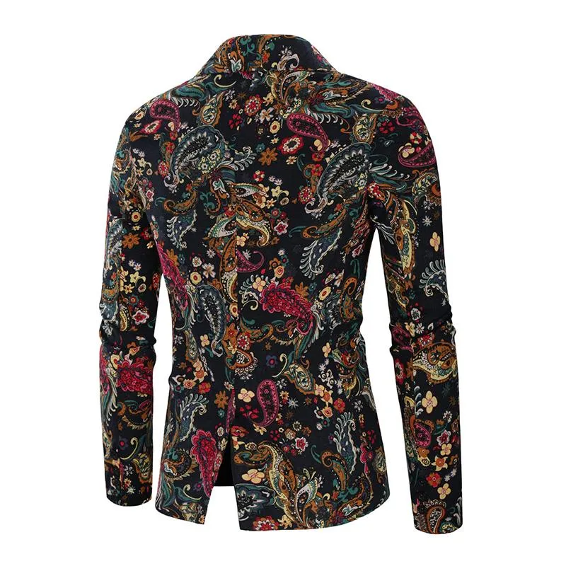 Blazer vintage à revers et imprimé cajou