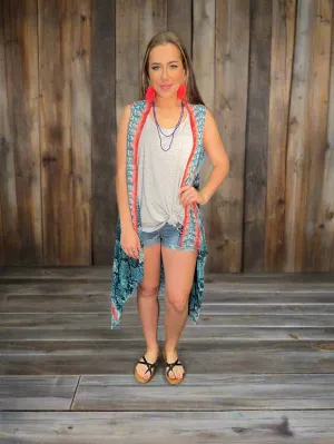 Blue Snake Gem Jewel-Tone Kimono CA1144