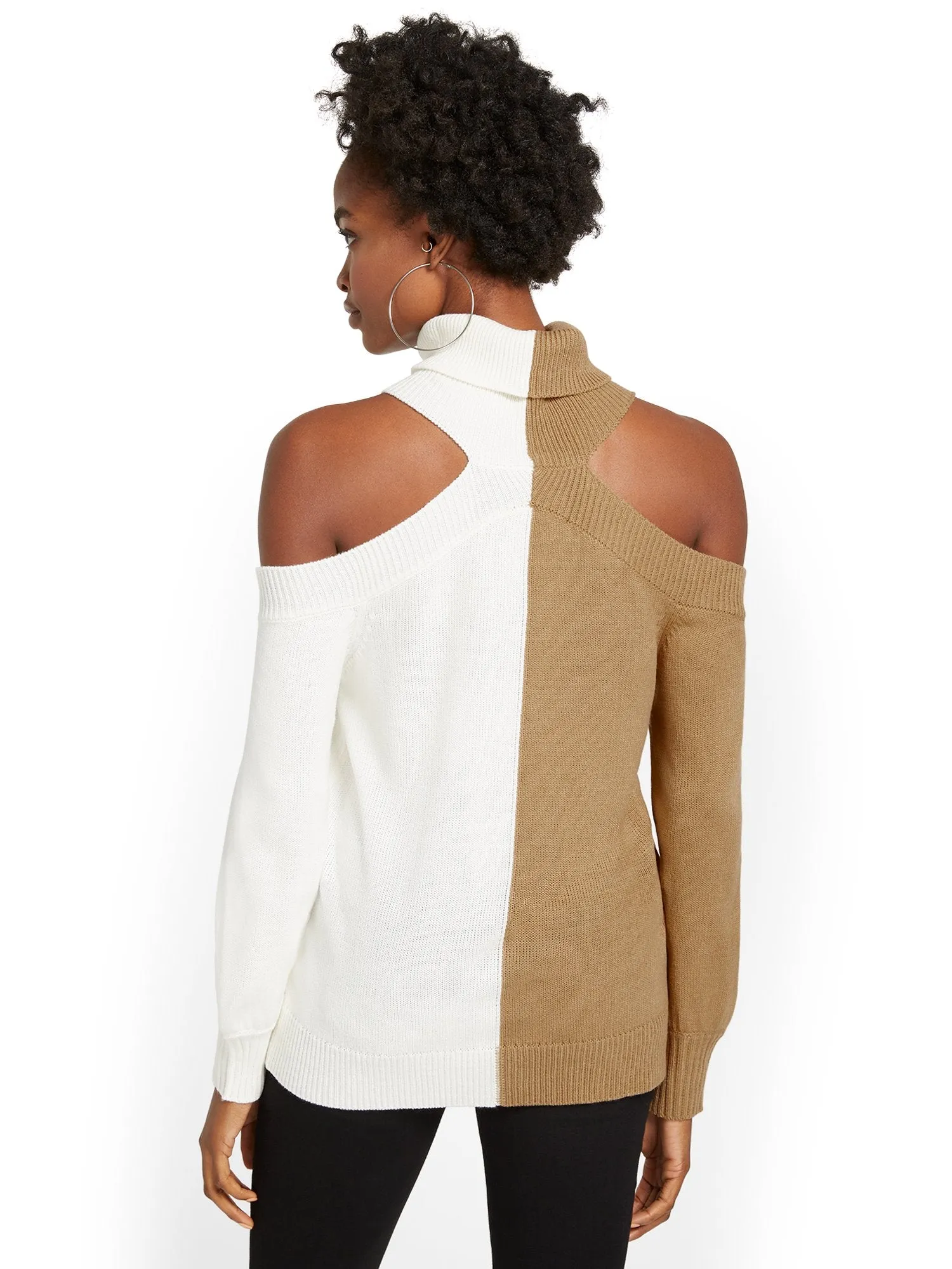 Cold-Shoulder Colorblock Sweater