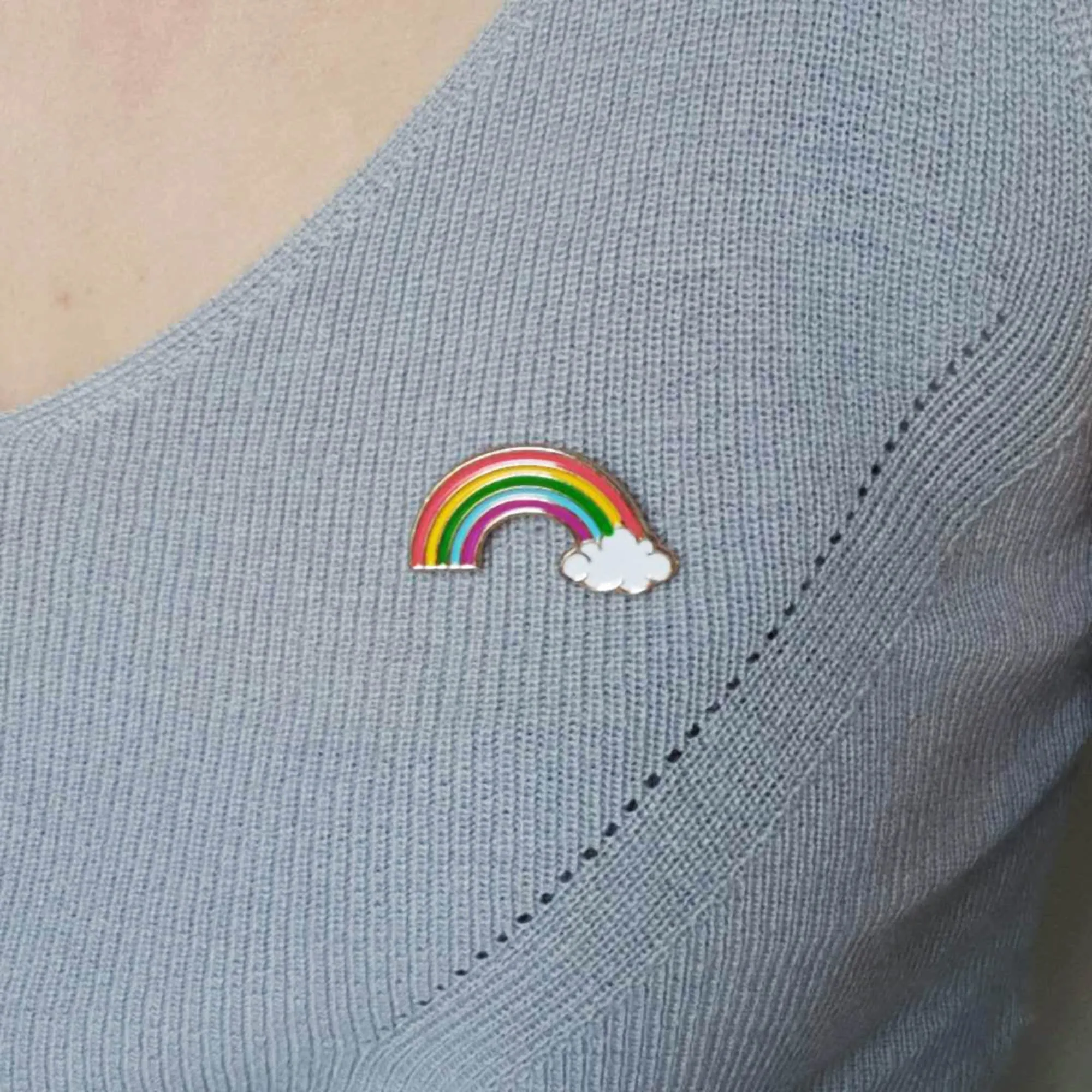 Enamel Rainbow & Cloud Pin Badge