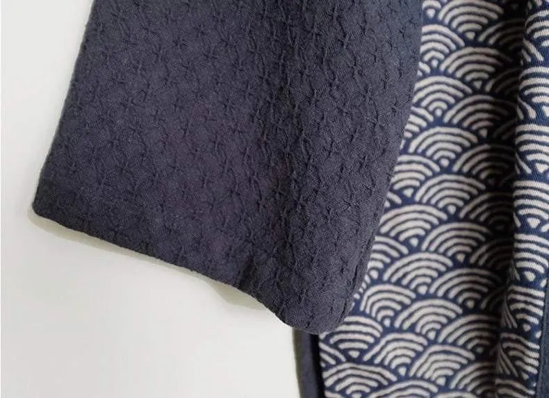 Indigo Japanese Wave Kimono Jacket