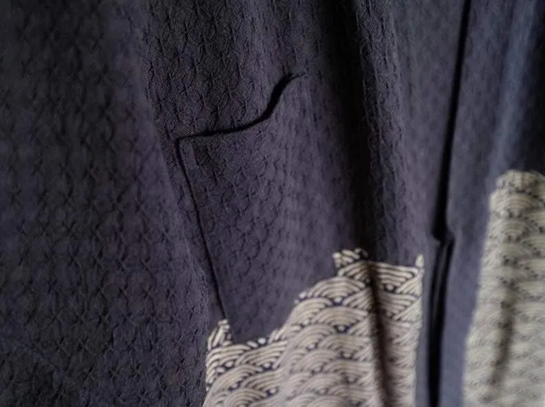 Indigo Japanese Wave Kimono Jacket