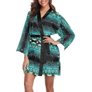 Inspire Green Long Sleeve Satin Robe