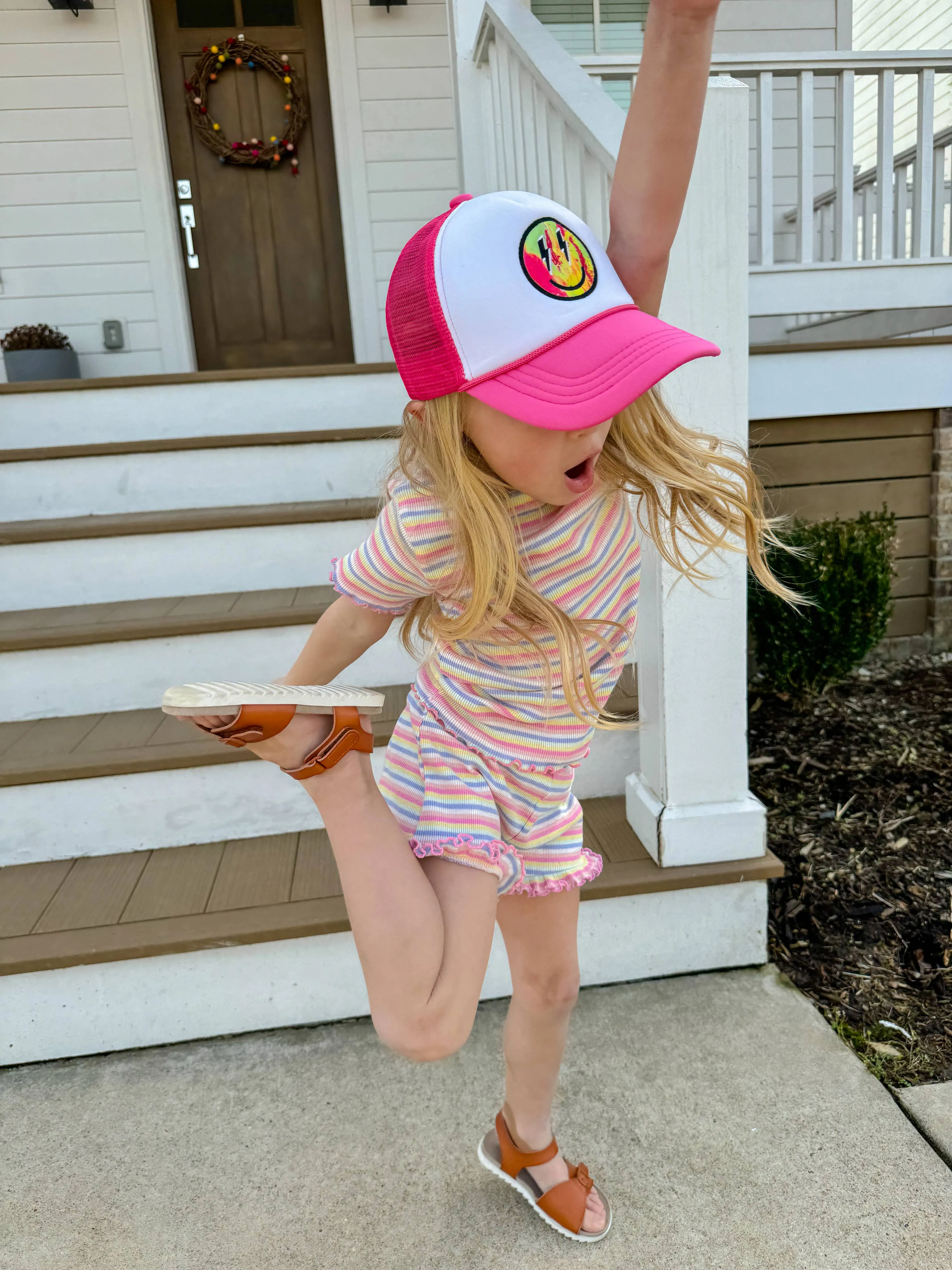 Kids' Tie Dye Smiley Face Baseball Cap