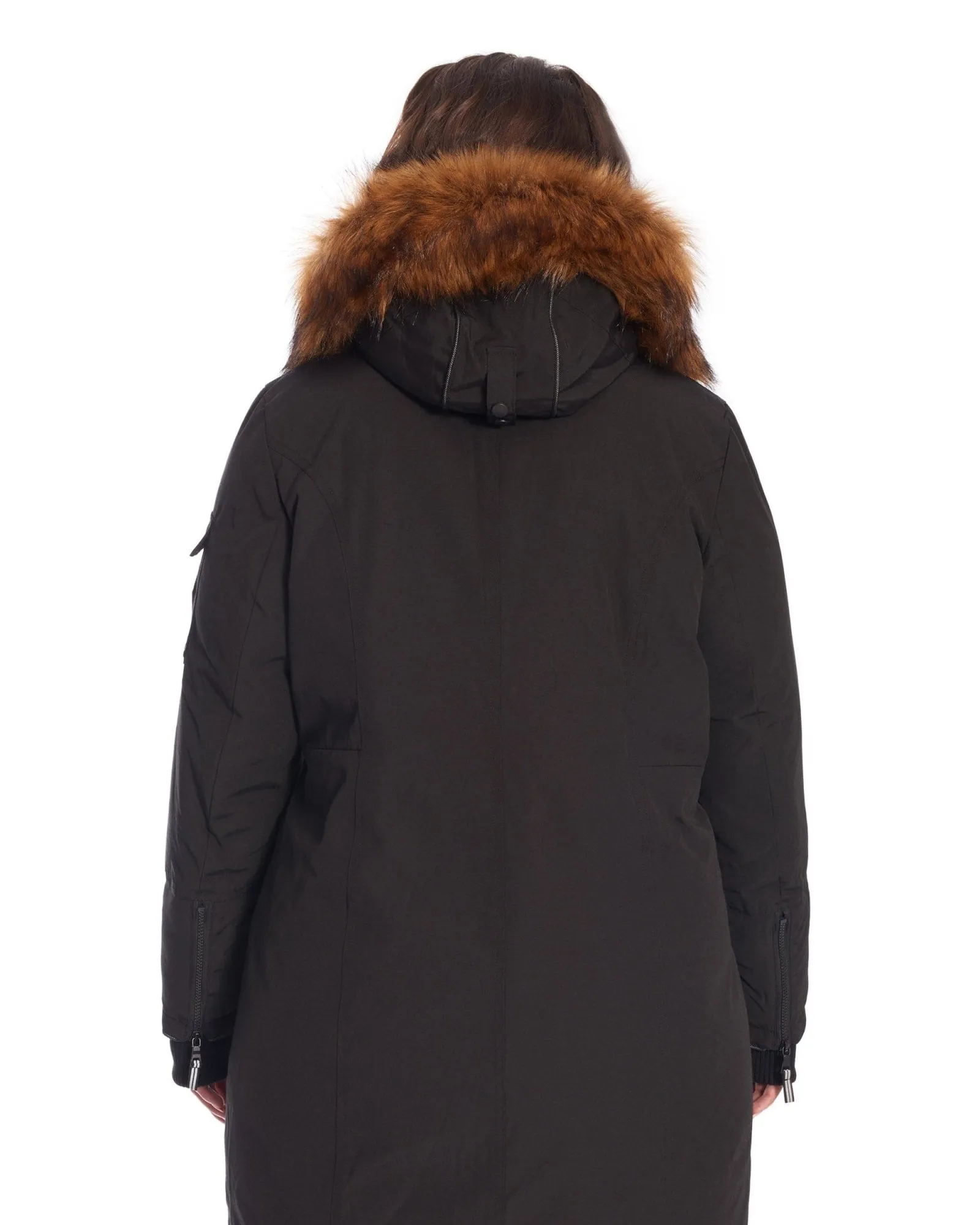 LAURENTIAN | Vegan Down Recycled Long Parka Winter With Faux Fur Hood | Black
