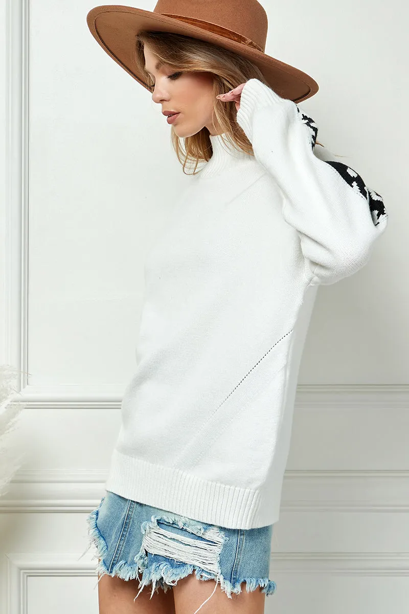 Leopard Knit Turtleneck Sweater