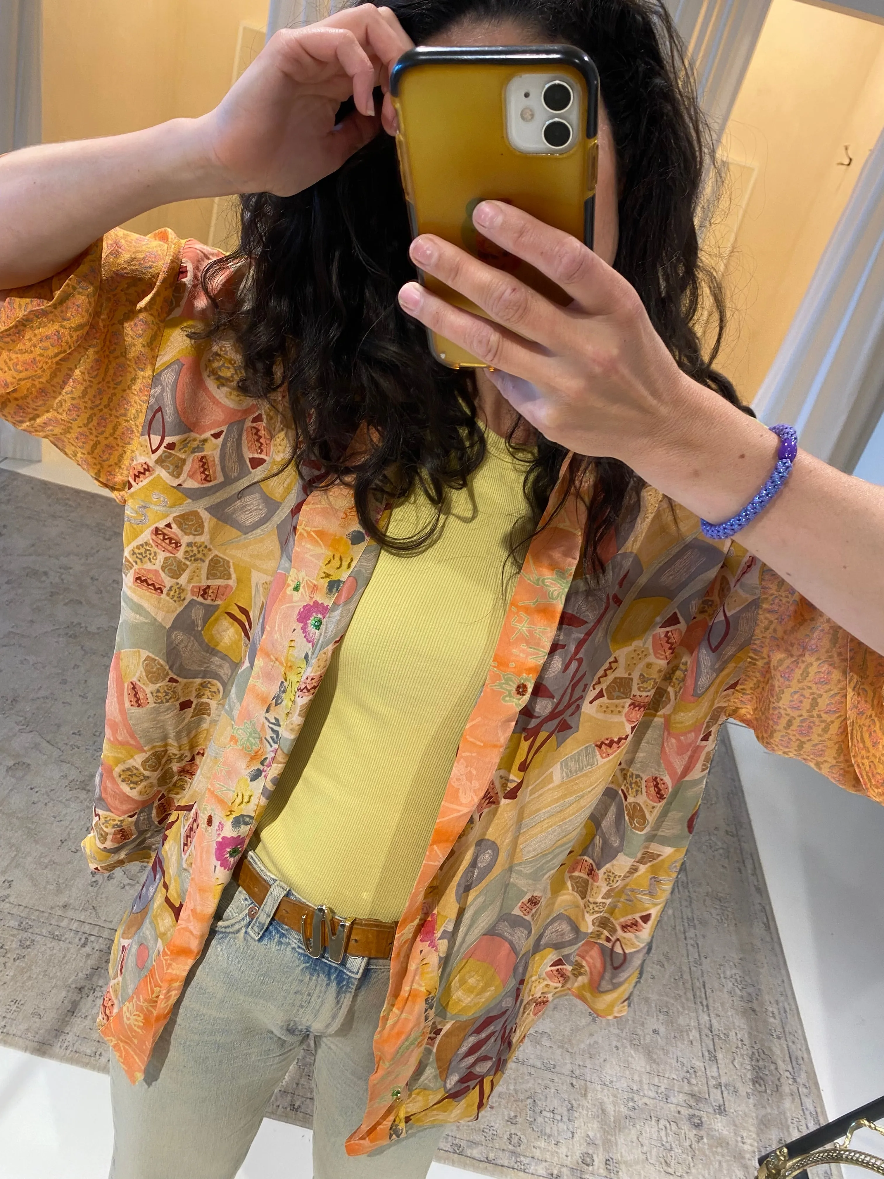 LOTUS SILK KIMONO - ORANGE