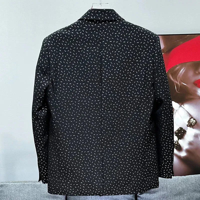 Metal Buckle Printing Color Blazer