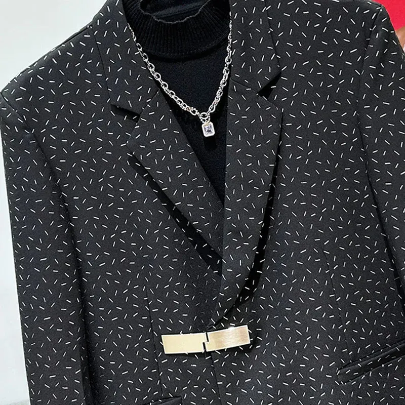 Metal Buckle Printing Color Blazer