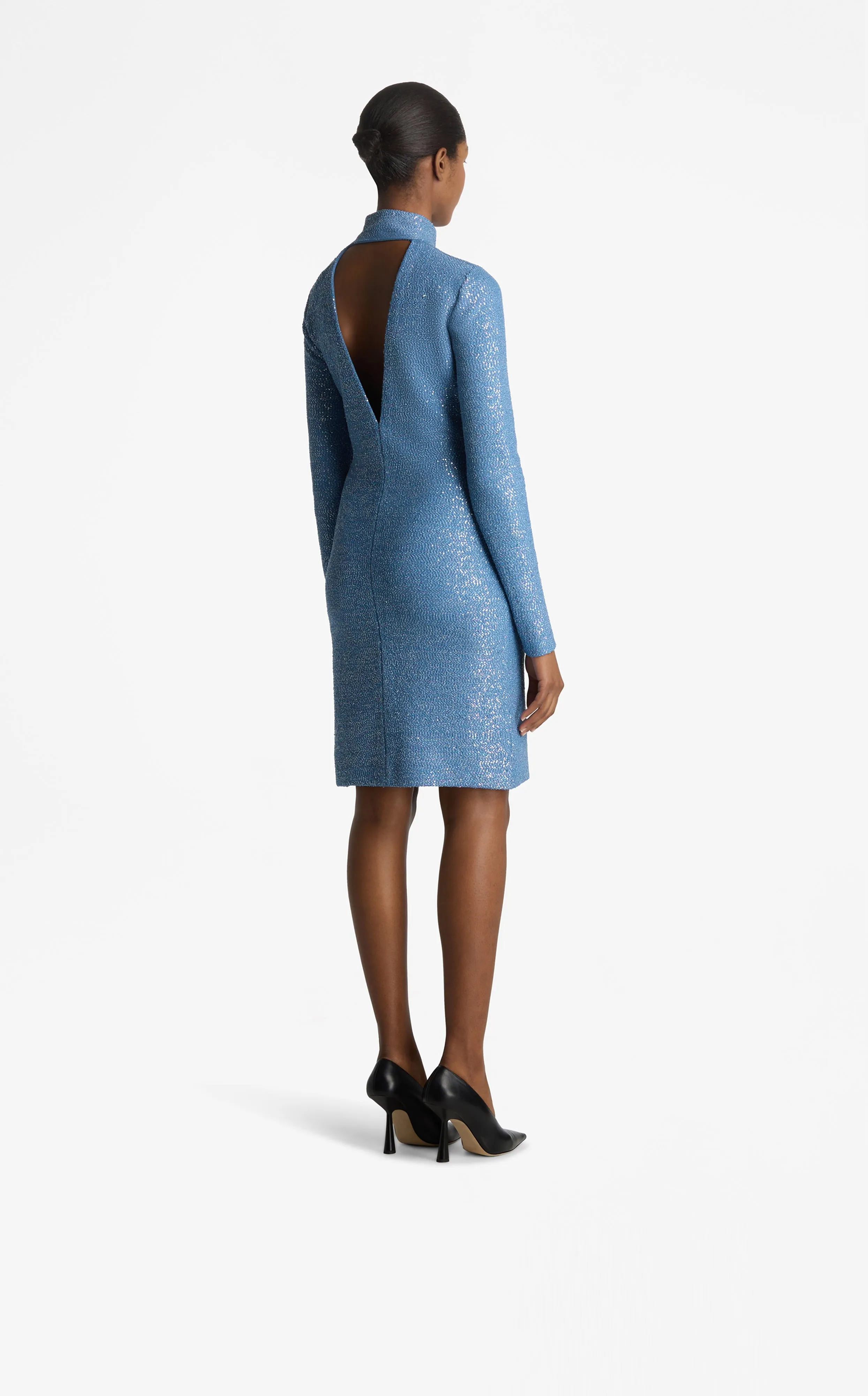 Mock Neck Sequin Knit Dress