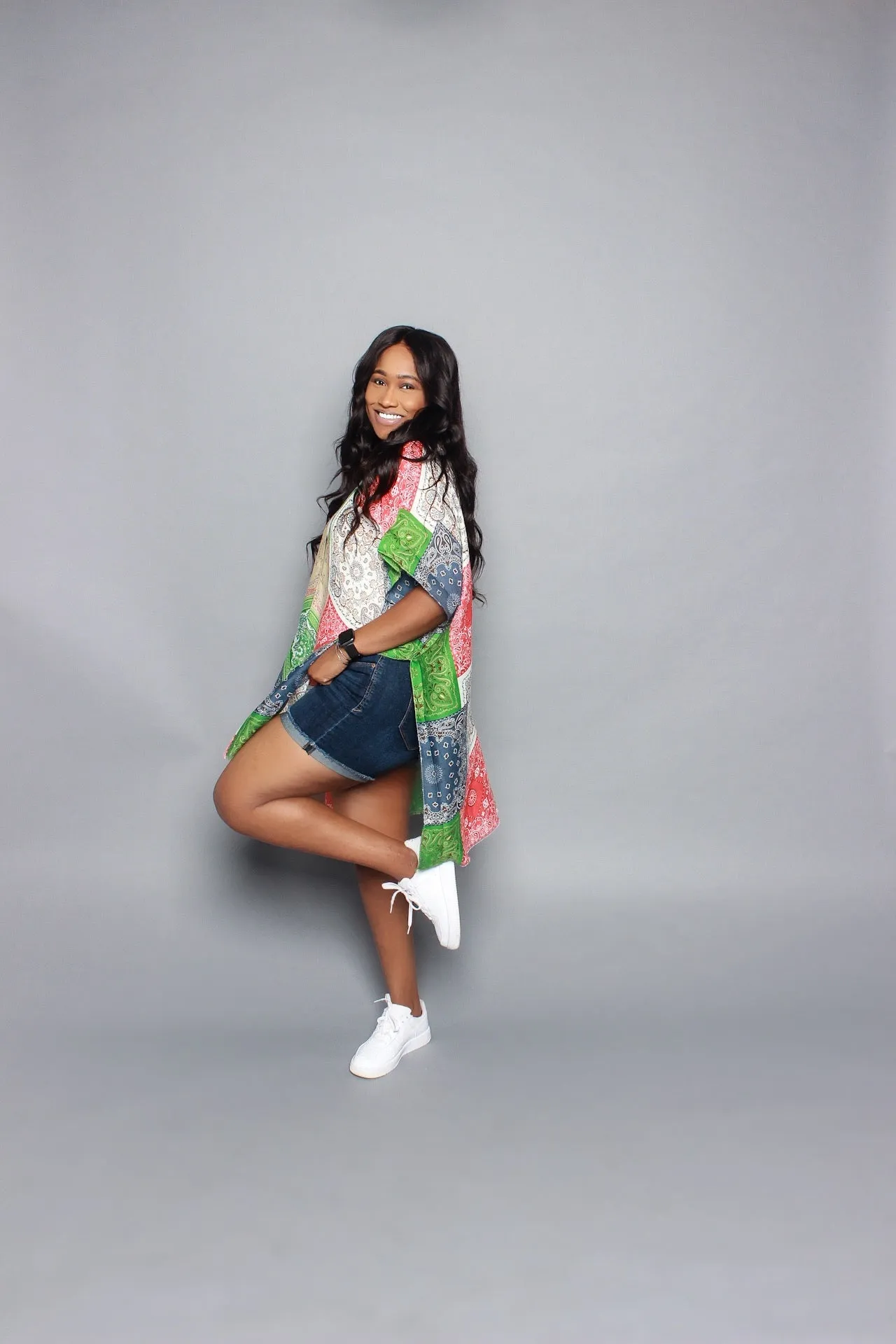 Multi Patterned Kerchief-Kimono