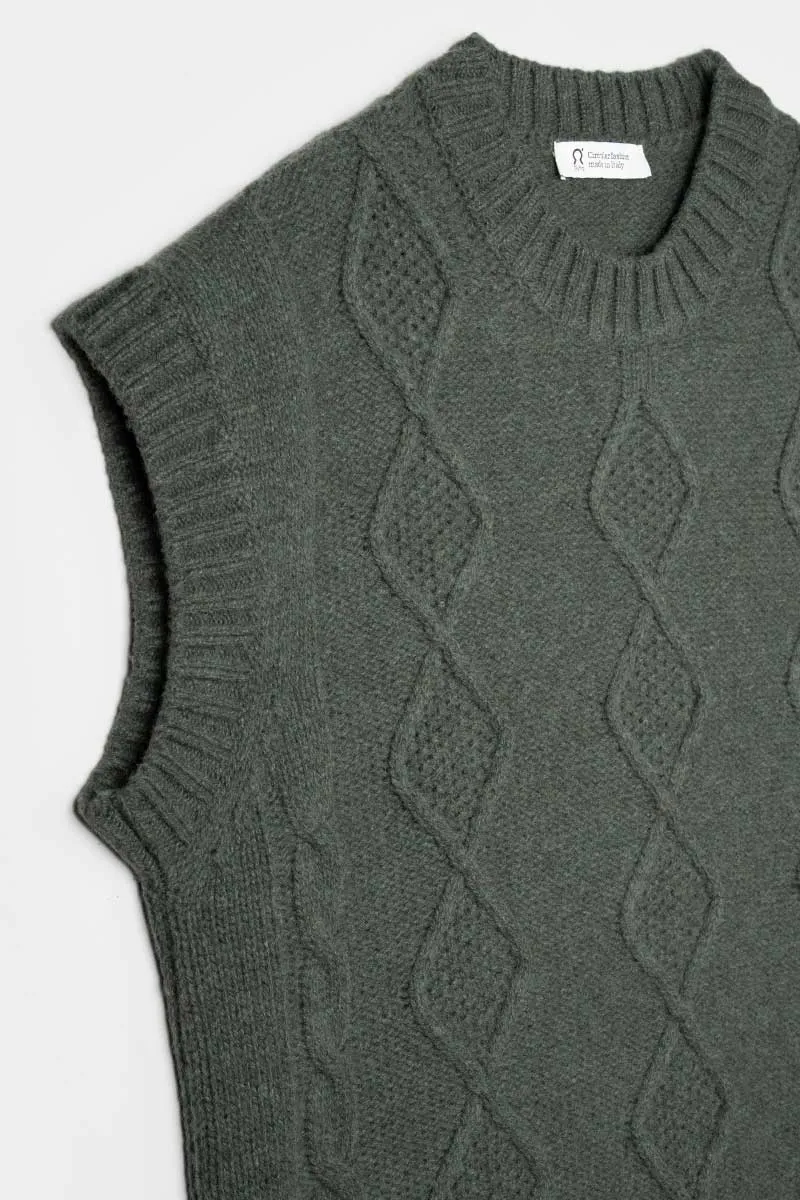 Norma Recycled Wool Vest Green