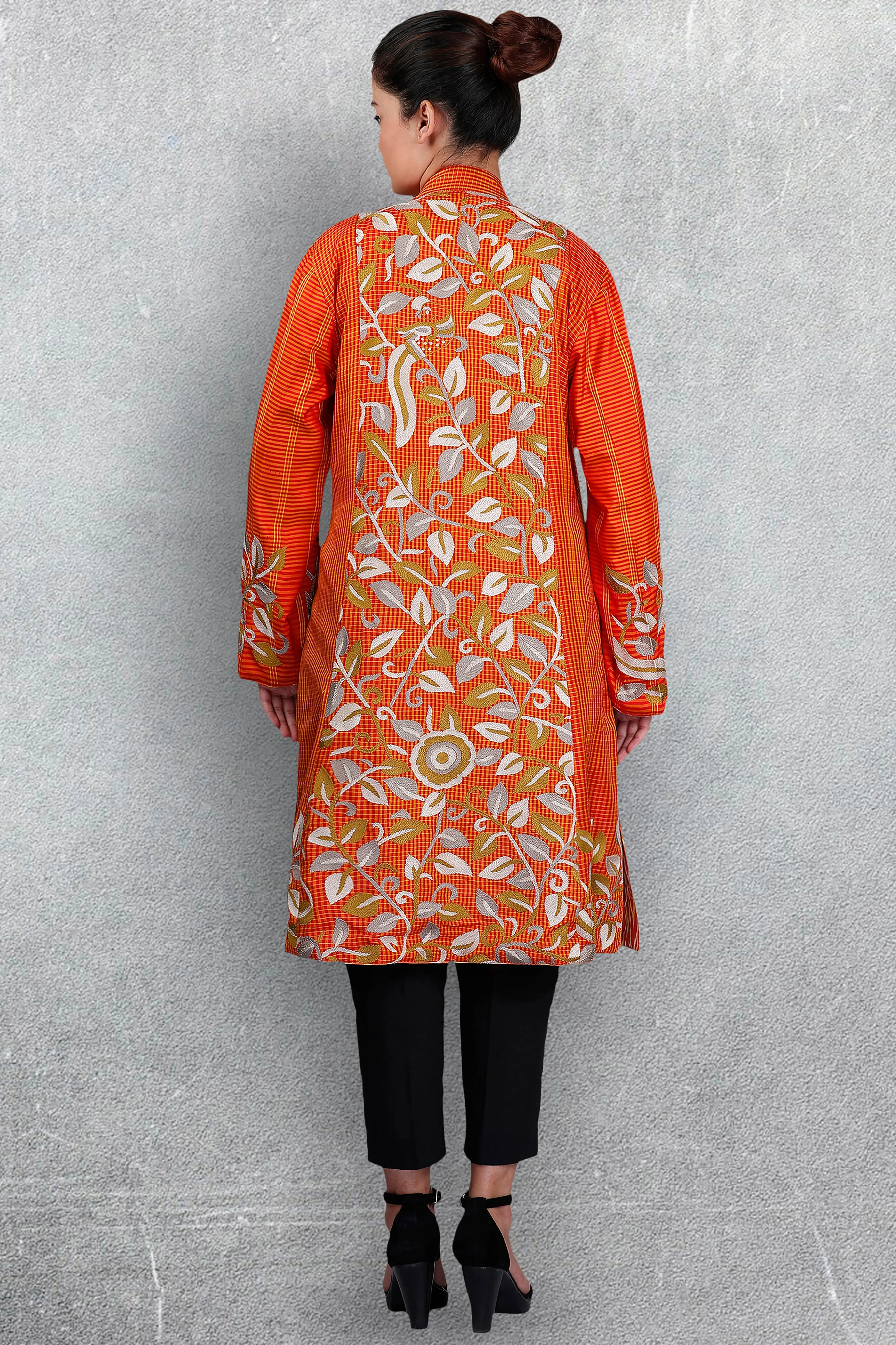 Orange Chettinad Silk Jacket