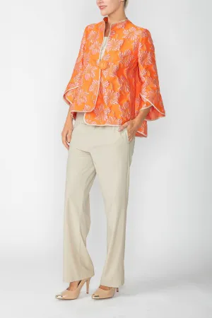 Orange Cross-Over Bell Cuffs One Button Jacket