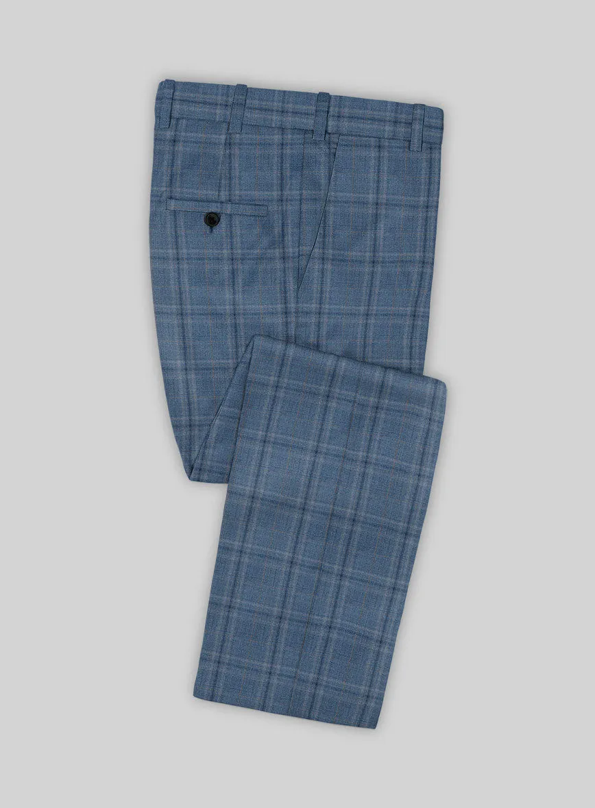 Reda Sky Blue Checks Wool Suit