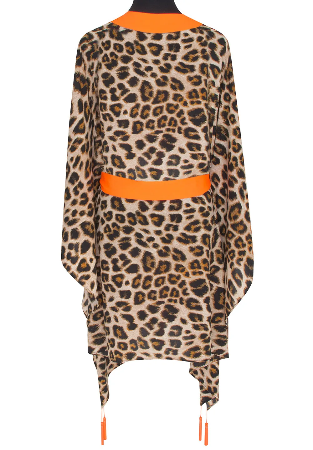 Safari - Orange Leopard Kimono (Neon Orange)