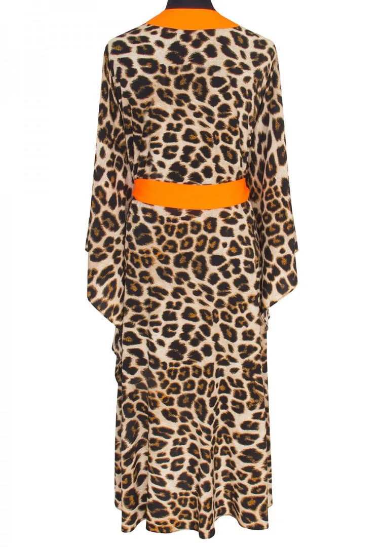 Safari - Orange Leopard Kimono (Neon Orange)