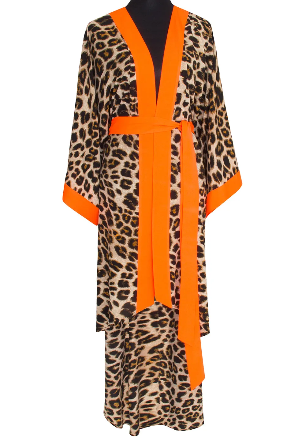 Safari - Orange Leopard Kimono (Neon Orange)