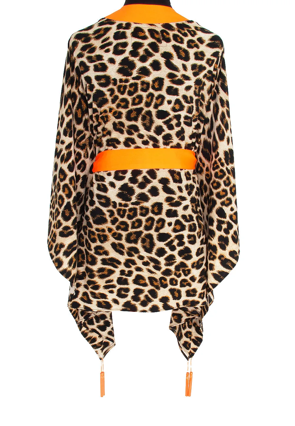 Safari - Orange Leopard Kimono (Neon Orange)