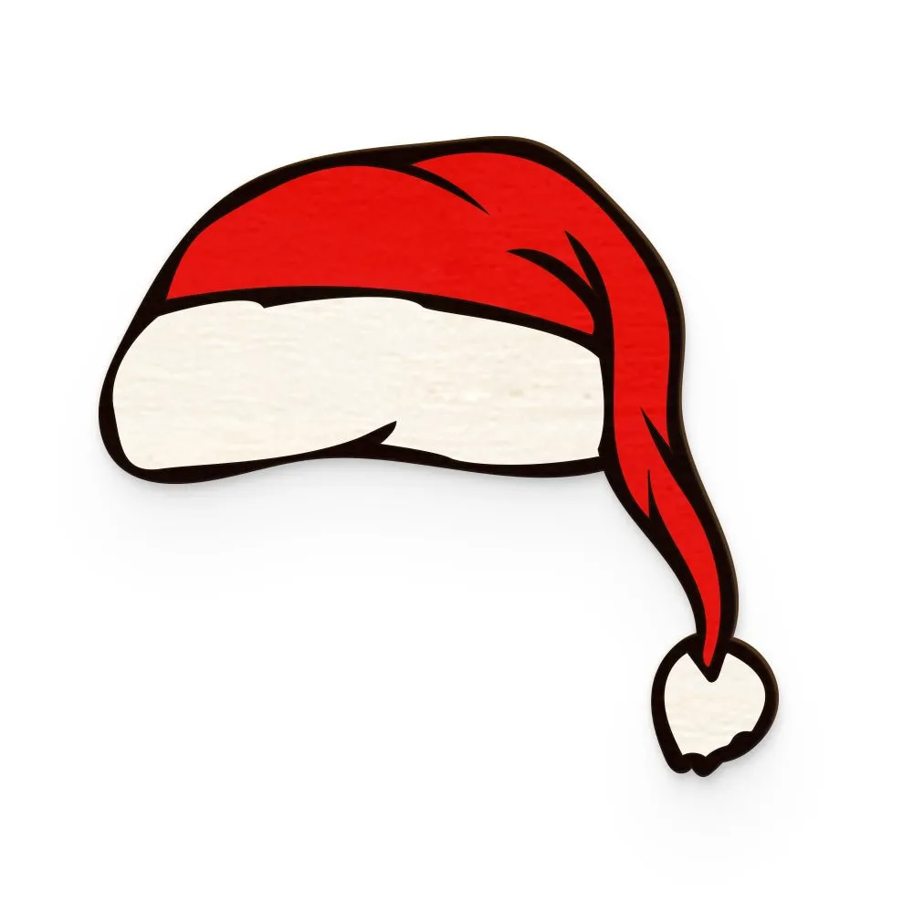 Santa Hat Hand Painted Wooden Pin