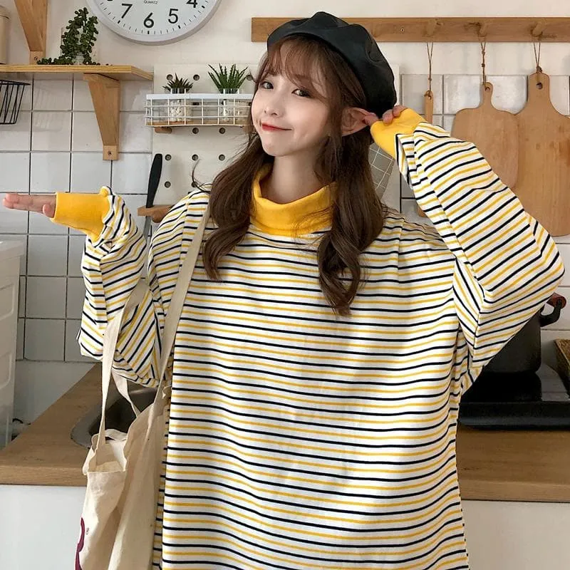Striped Oversized Turtleneck