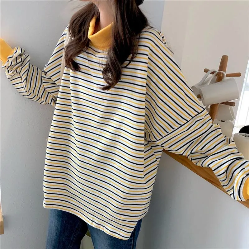 Striped Oversized Turtleneck