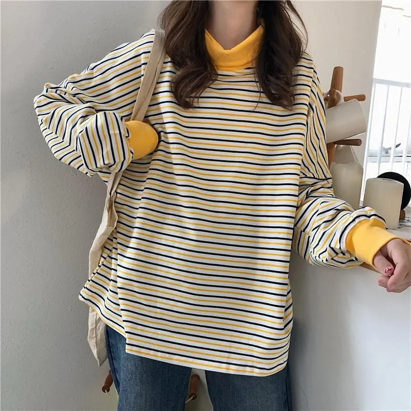 Striped Oversized Turtleneck