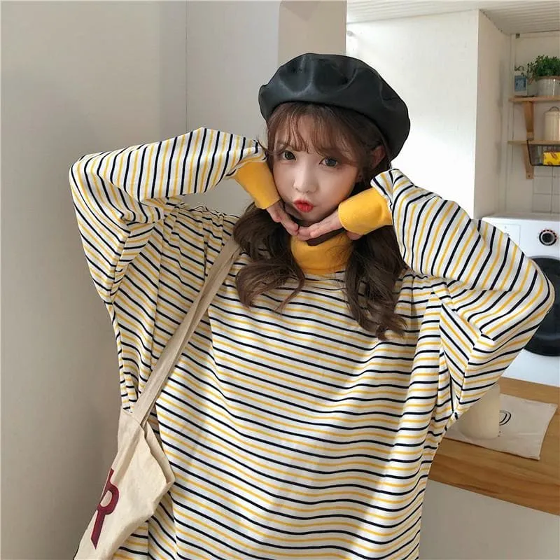 Striped Oversized Turtleneck