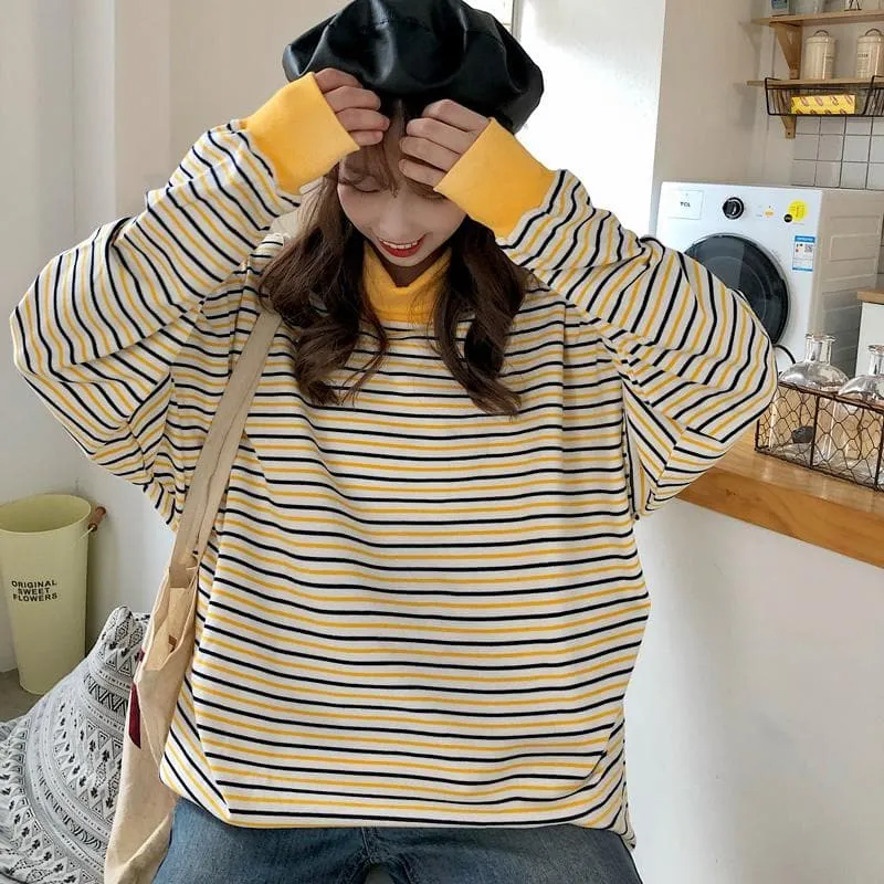 Striped Oversized Turtleneck