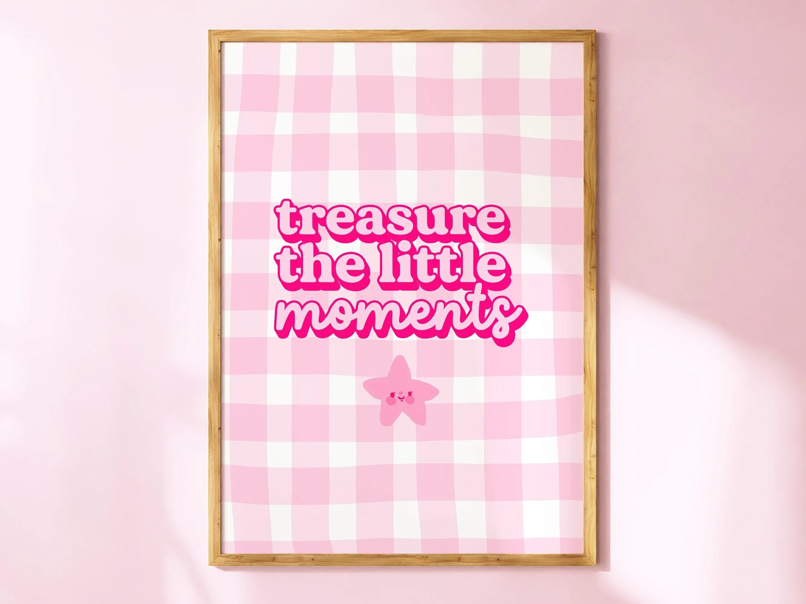 Treasure the Little Moments Art Print | Danish Pastel Aesthetic | Cute Positive Wall Art | Kawaii Pink Poster