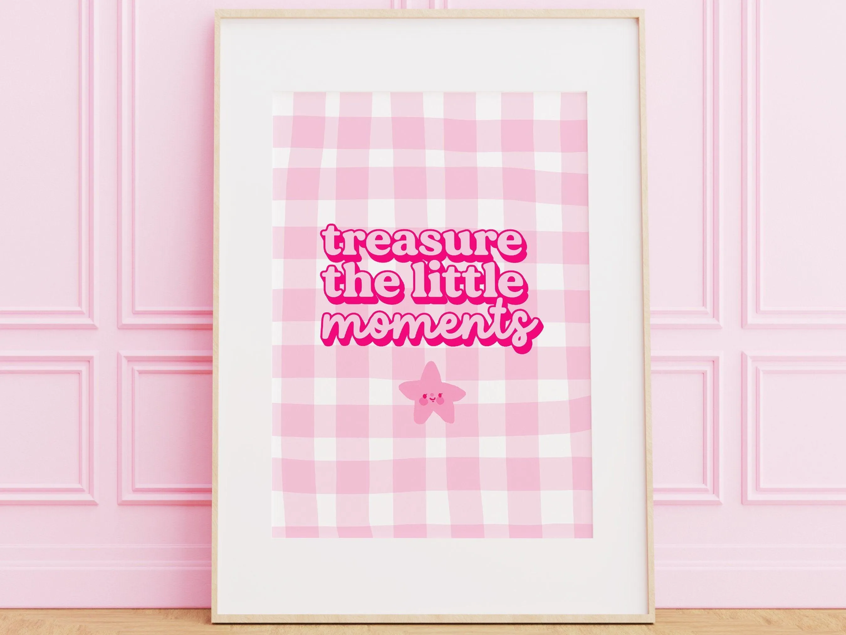 Treasure the Little Moments Art Print | Danish Pastel Aesthetic | Cute Positive Wall Art | Kawaii Pink Poster