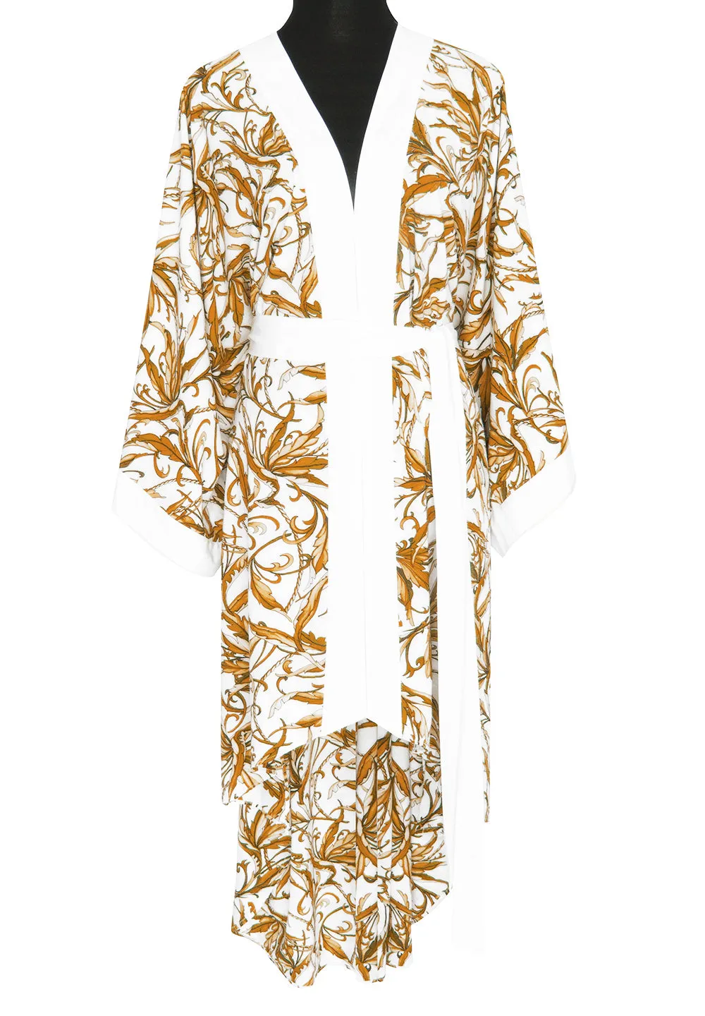 Tropics - Royal Brown Kimono (Off-White)