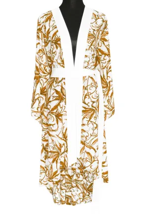 Tropics - Royal Brown Kimono (Off-White)