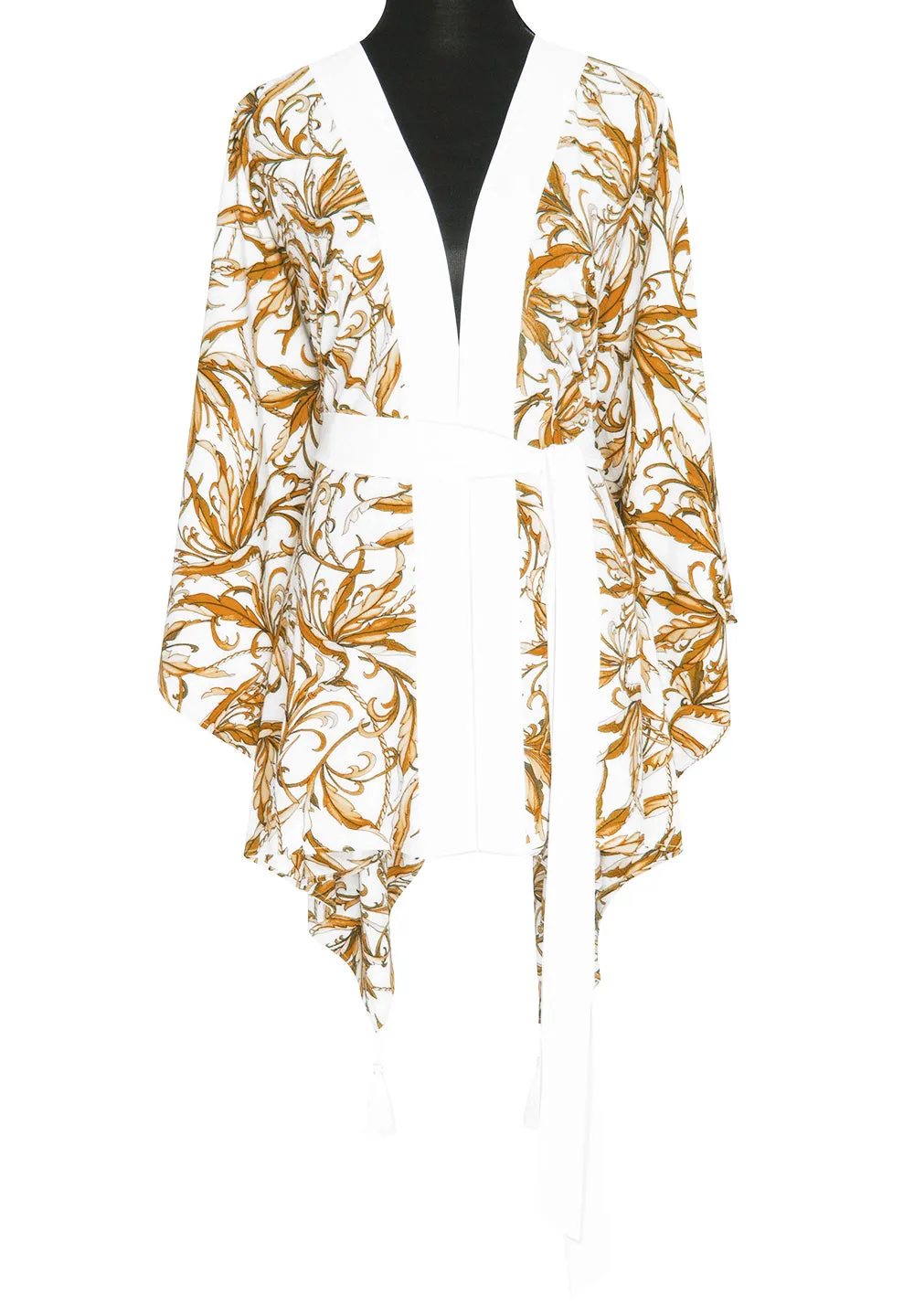 Tropics - Royal Brown Kimono (Off-White)