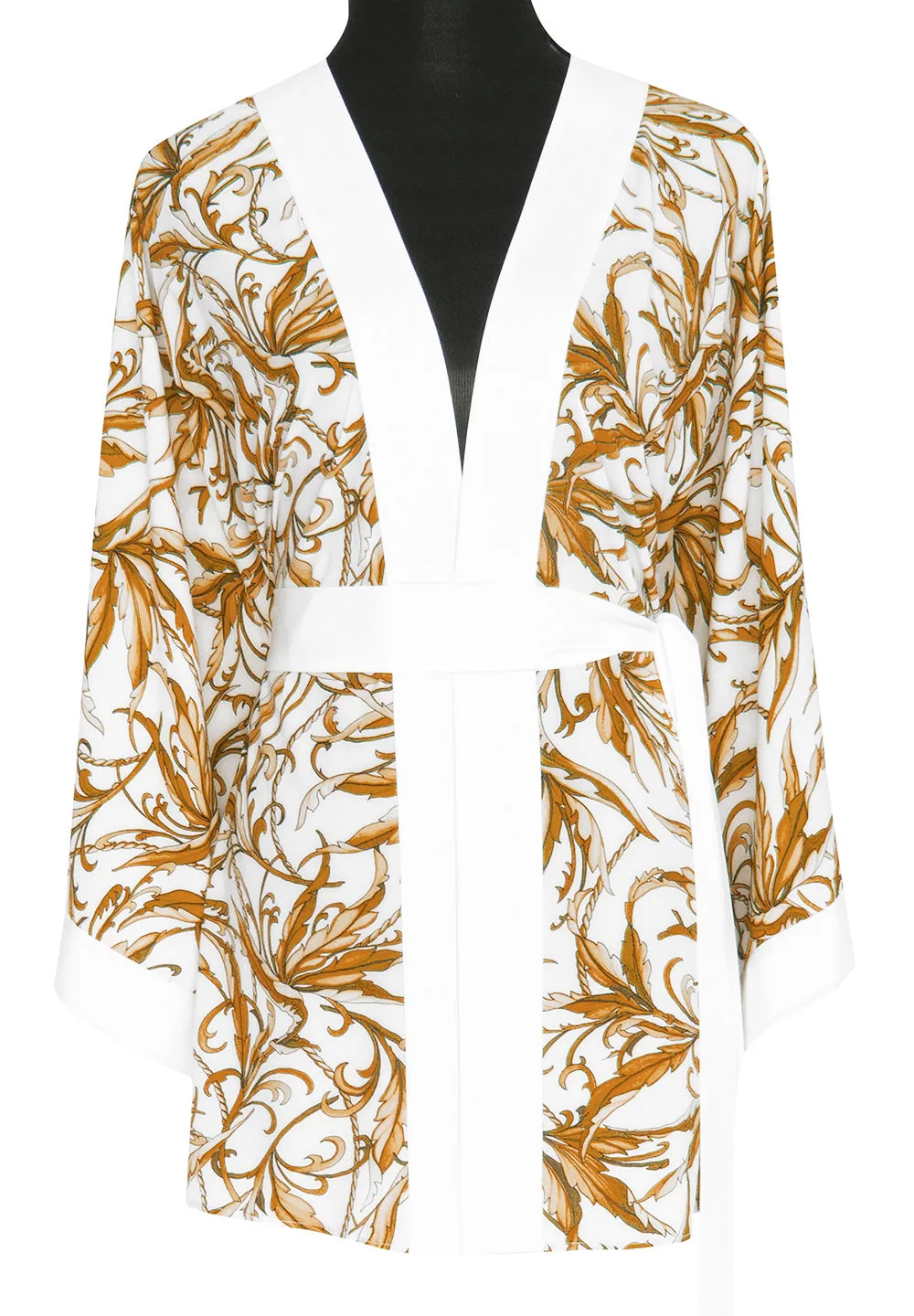 Tropics - Royal Brown Kimono (Off-White)