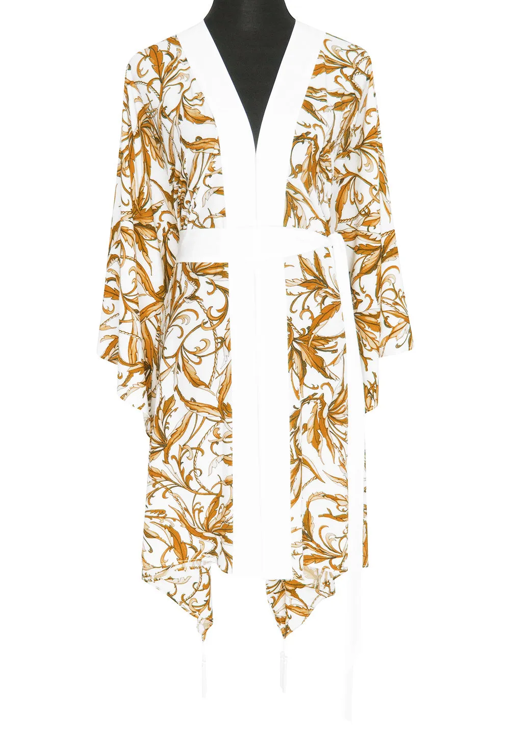 Tropics - Royal Brown Kimono (Off-White)