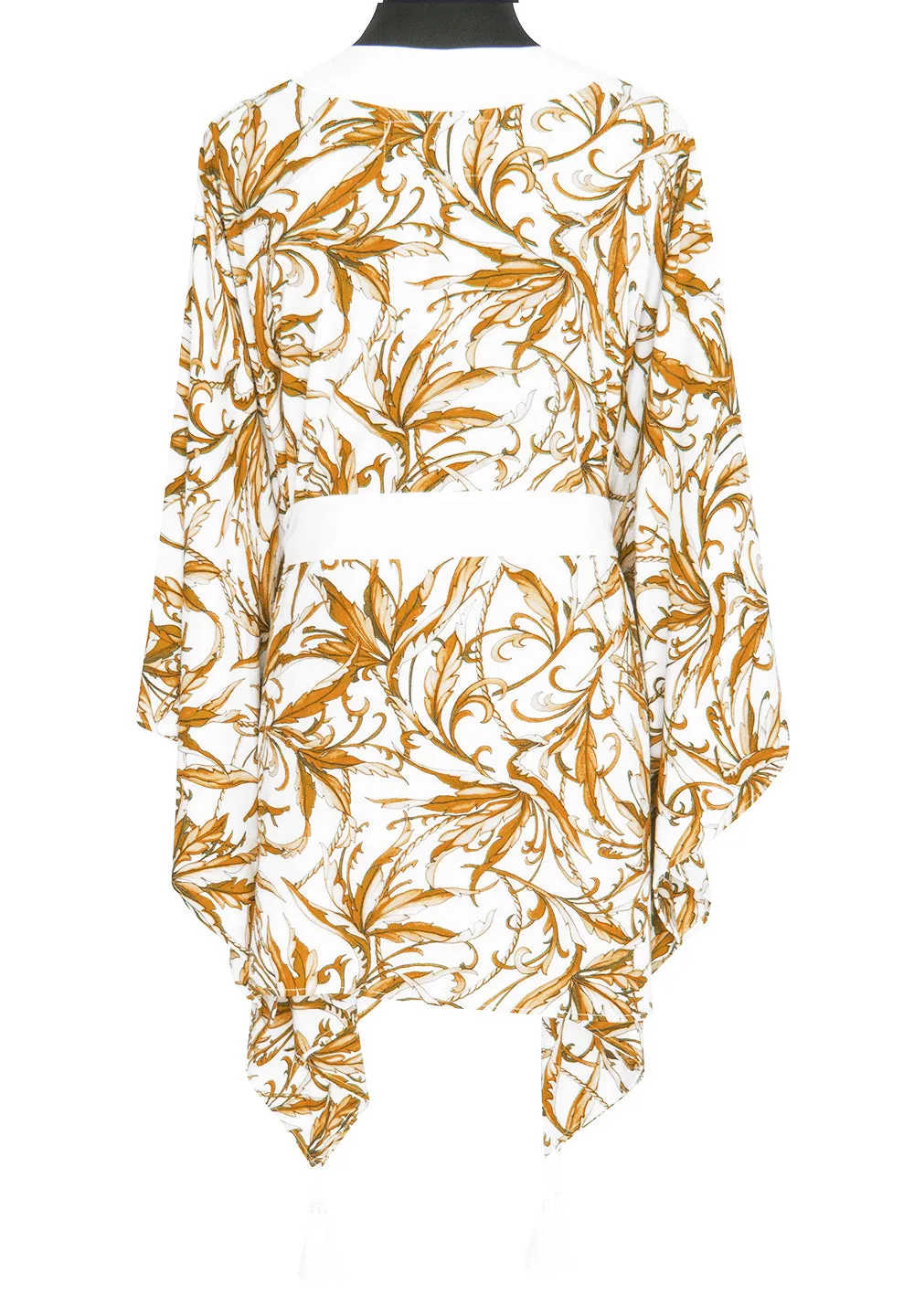 Tropics - Royal Brown Kimono (Off-White)