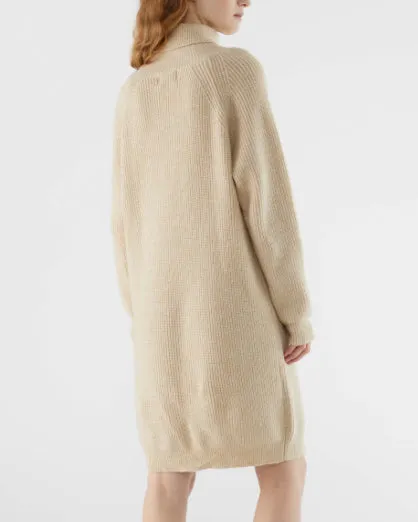 Turtleneck Knit Dress in Beige