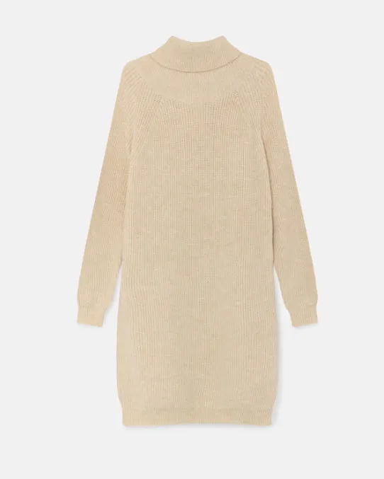 Turtleneck Knit Dress in Beige