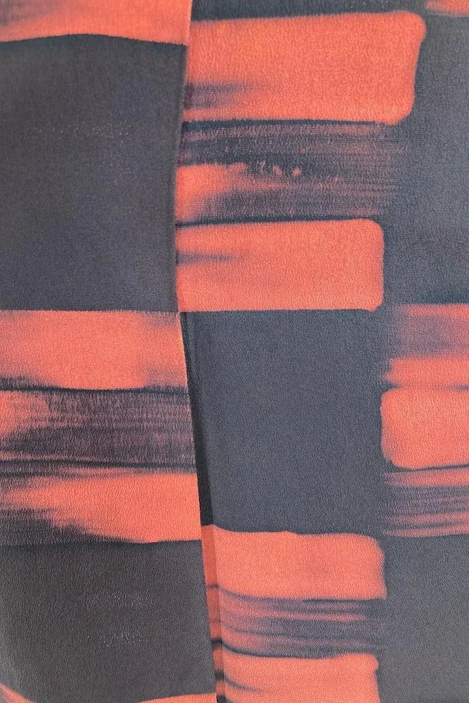 Vintage Black & Terra Cotta Silk Kimono